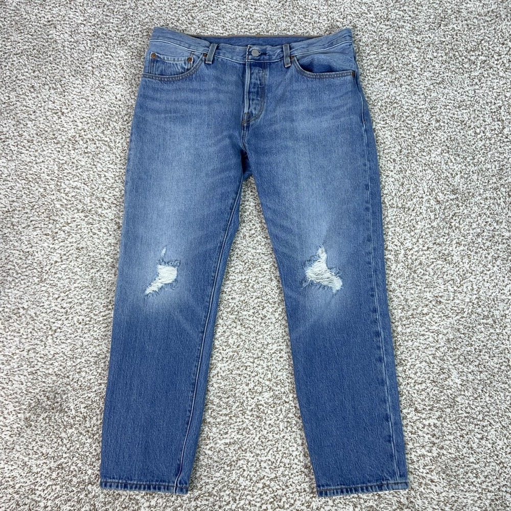 Levi's 501 CT Jeans Womens 30 Blue High Rise Tapered Distressed‎ Denim Everyday